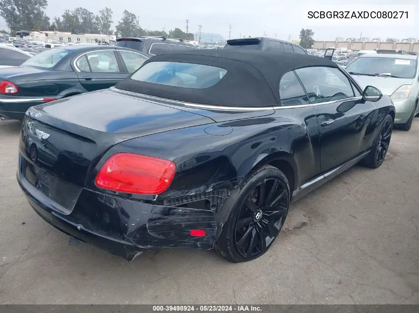 2013 Bentley Continental Gtc VIN: SCBGR3ZAXDC080271 Lot: 39498924