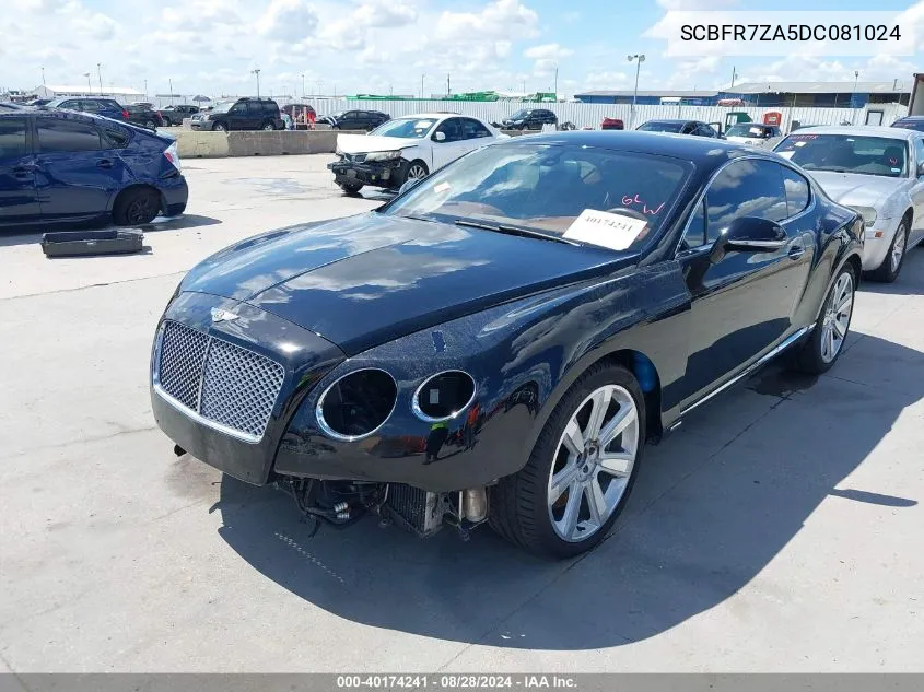 2013 Bentley Continental Gt VIN: SCBFR7ZA5DC081024 Lot: 40174241