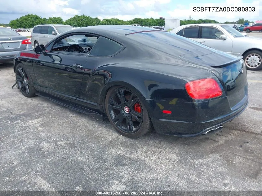 2013 Bentley Continental Gt V8 VIN: SCBFT7ZA0DC080803 Lot: 40216250