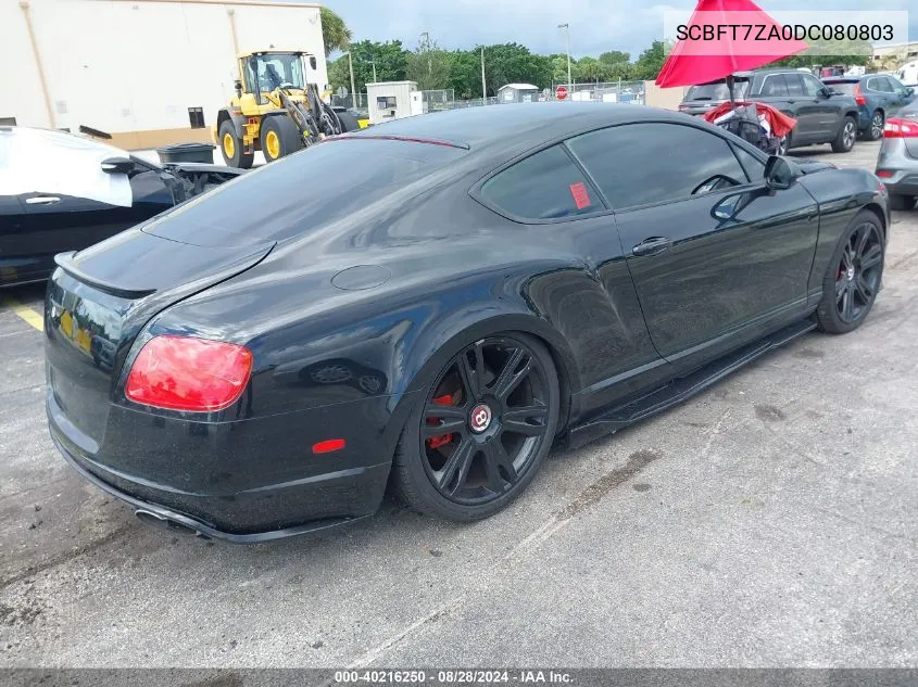 2013 Bentley Continental Gt V8 VIN: SCBFT7ZA0DC080803 Lot: 40216250