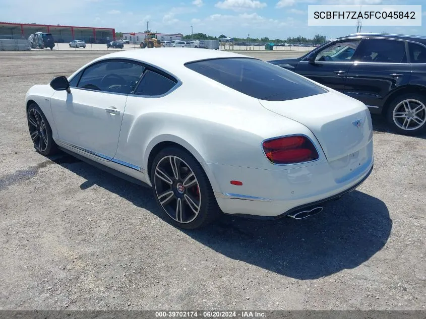 2015 Bentley Continental Gt V8 S VIN: SCBFH7ZA5FC045842 Lot: 39702174