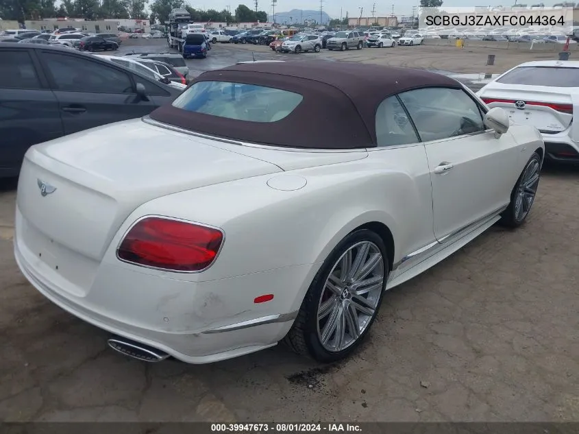 2015 Bentley Continental Gt Speed VIN: SCBGJ3ZAXFC044364 Lot: 39947673