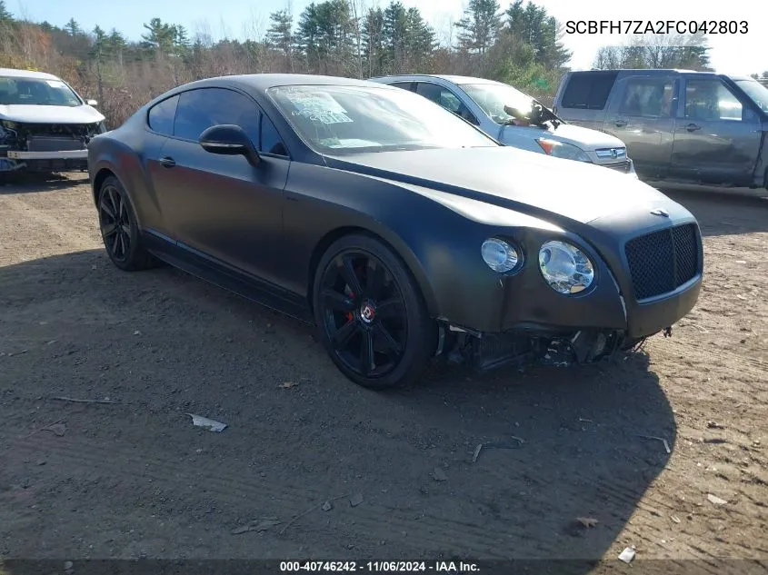 2015 Bentley Continental Gt V8 S VIN: SCBFH7ZA2FC042803 Lot: 40746242