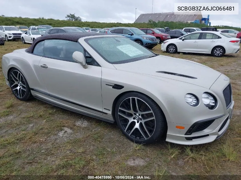 2018 Bentley Continental Gt Supersports VIN: SCBGB3ZA6JC066481 Lot: 40475995