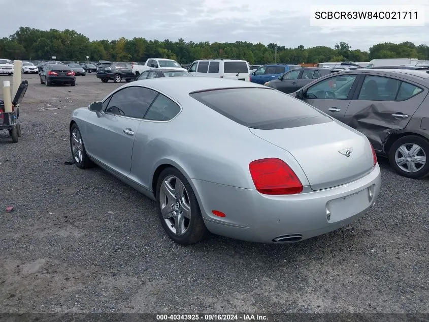 2004 Bentley Continental Gt VIN: SCBCR63W84C021711 Lot: 40343925