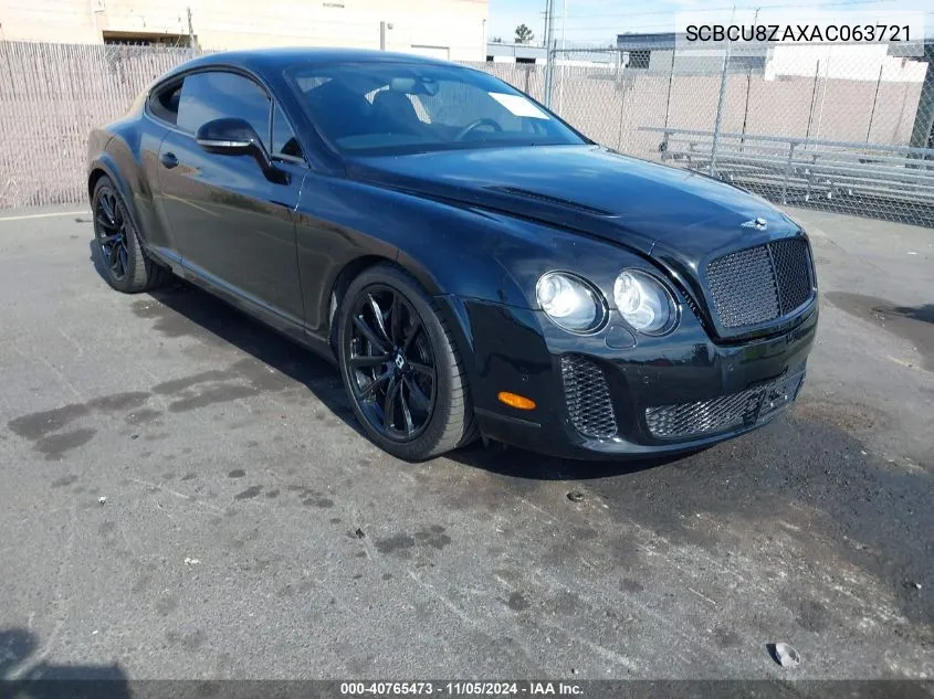 2010 Bentley Continental Supersports VIN: SCBCU8ZAXAC063721 Lot: 40765473