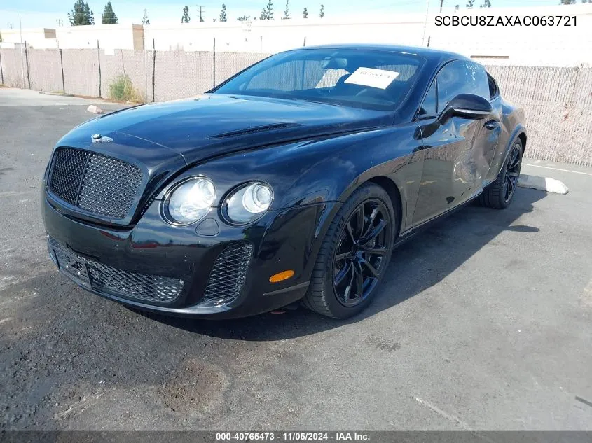 2010 Bentley Continental Supersports VIN: SCBCU8ZAXAC063721 Lot: 40765473