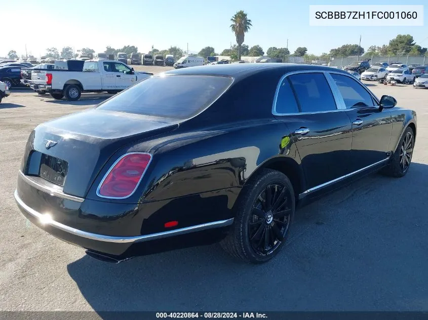 2015 Bentley Mulsanne VIN: SCBBB7ZH1FC001060 Lot: 40220864