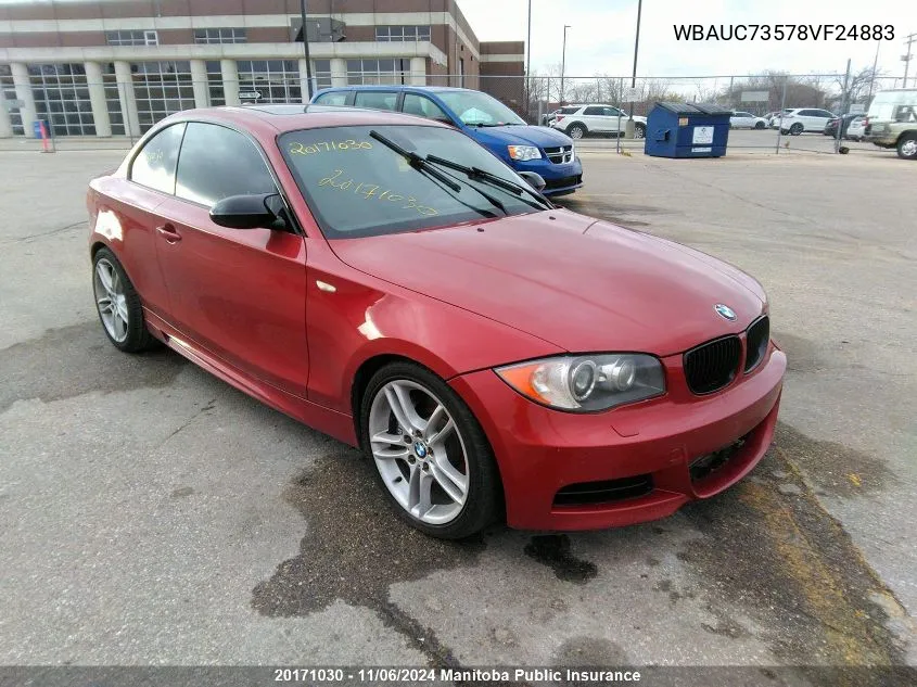 2008 BMW 135I VIN: WBAUC73578VF24883 Lot: 20171030