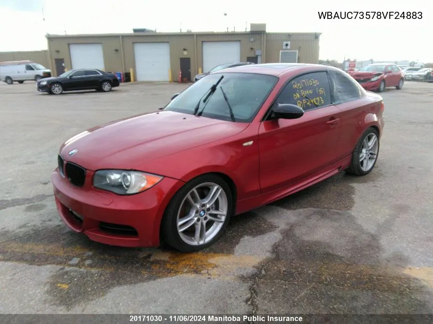 2008 BMW 135I VIN: WBAUC73578VF24883 Lot: 20171030