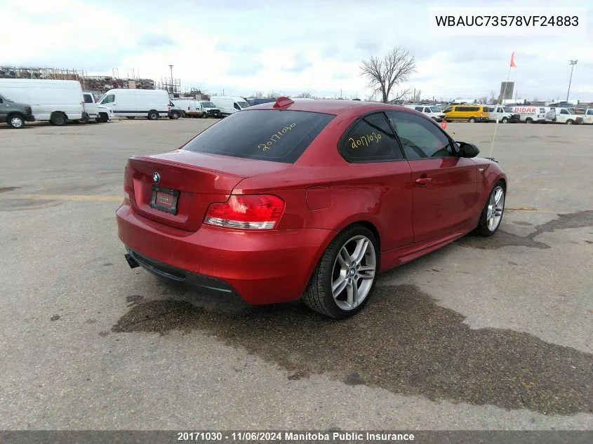 2008 BMW 135I VIN: WBAUC73578VF24883 Lot: 20171030