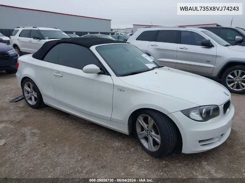 2008 BMW 128I VIN: WBAUL735X8VJ74243 Lot: 39558730