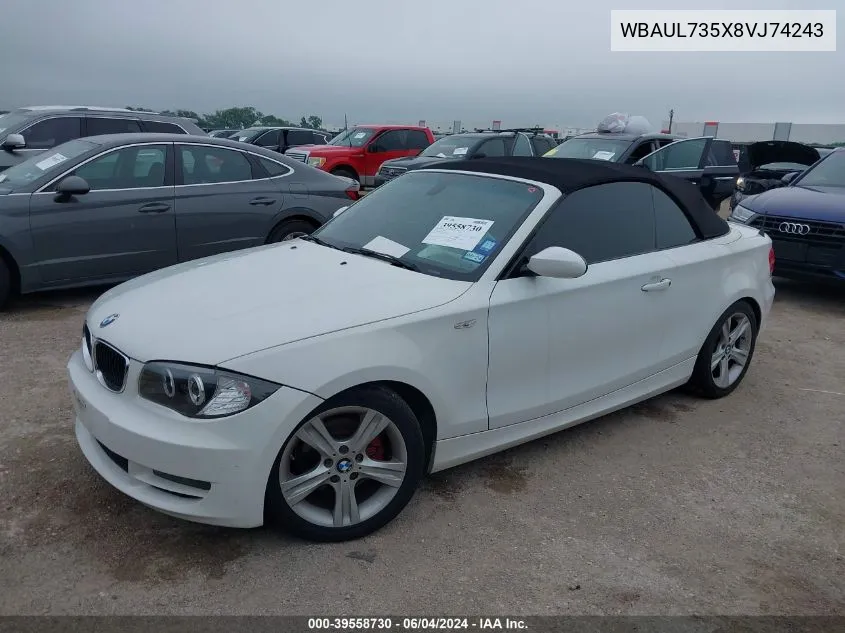 2008 BMW 128I VIN: WBAUL735X8VJ74243 Lot: 39558730