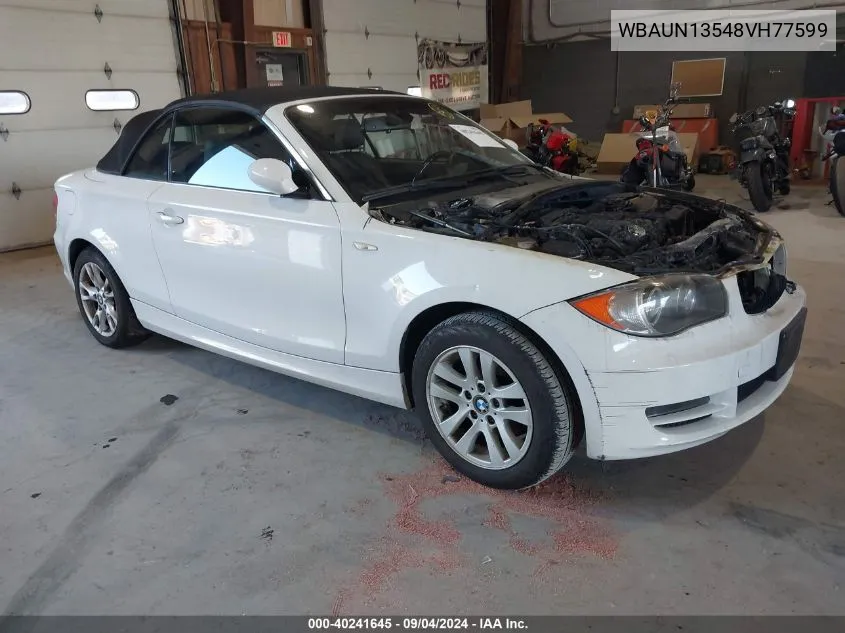 2008 BMW 128I VIN: WBAUN13548VH77599 Lot: 40241645