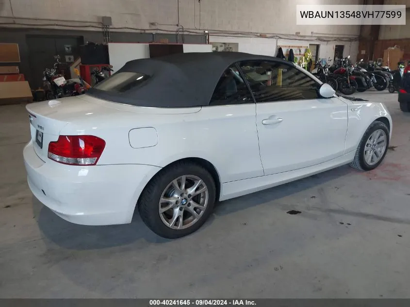 WBAUN13548VH77599 2008 BMW 128I