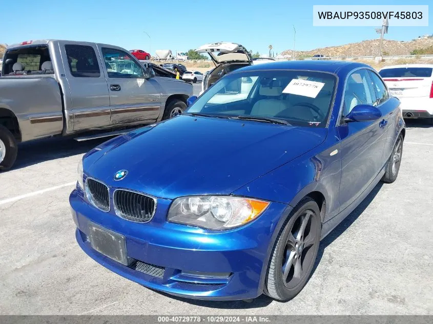 WBAUP93508VF45803 2008 BMW 128I