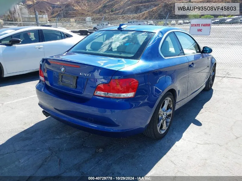 WBAUP93508VF45803 2008 BMW 128I