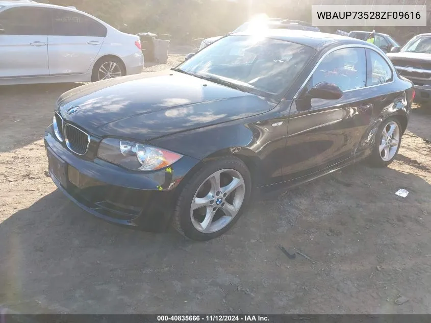 2008 BMW 128I VIN: WBAUP73528ZF09616 Lot: 40835666