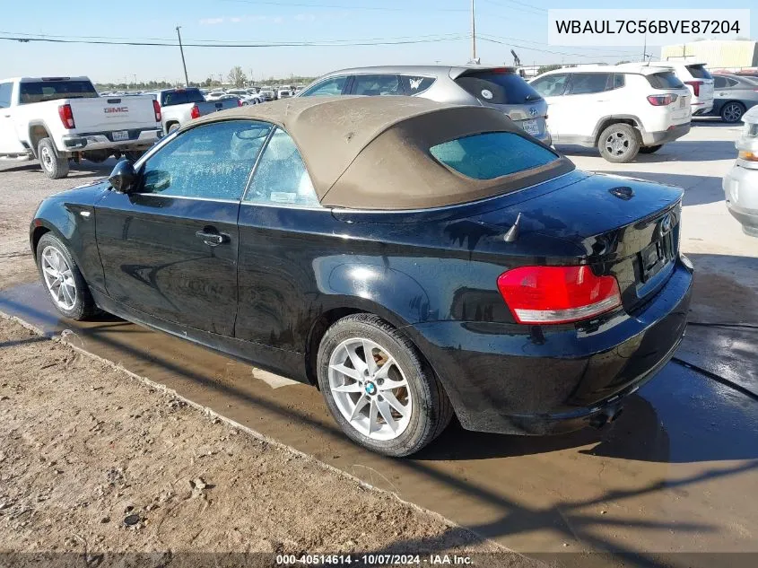 WBAUL7C56BVE87204 2011 BMW 128I