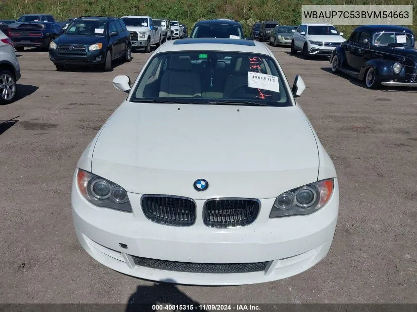 2011 BMW 128I VIN: WBAUP7C53BVM54663 Lot: 40815315