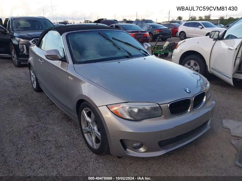 2012 BMW 128I VIN: WBAUL7C59CVM81430 Lot: 40475088