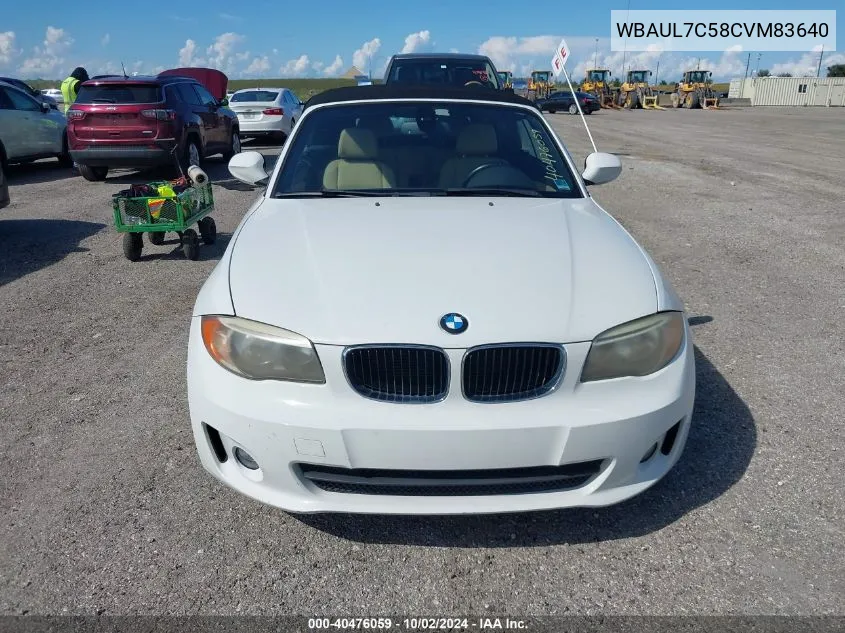 2012 BMW 128I VIN: WBAUL7C58CVM83640 Lot: 40476059