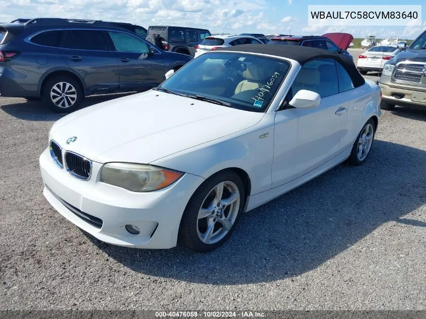 2012 BMW 128I VIN: WBAUL7C58CVM83640 Lot: 40476059