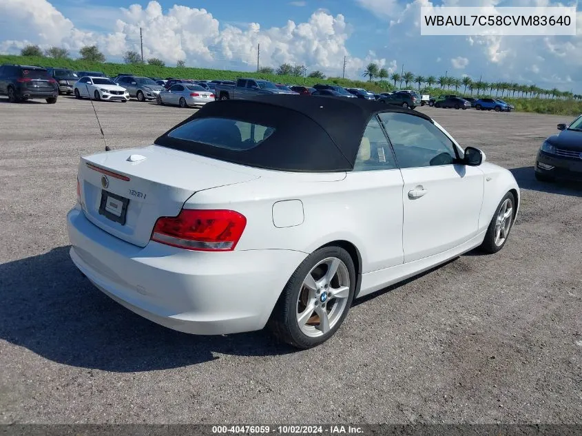 WBAUL7C58CVM83640 2012 BMW 128I