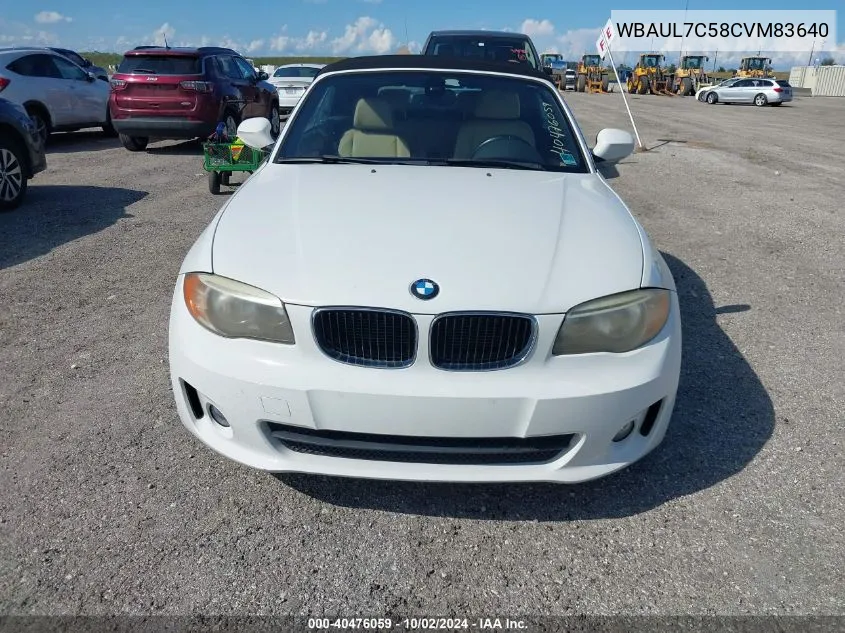 2012 BMW 128I VIN: WBAUL7C58CVM83640 Lot: 40476059