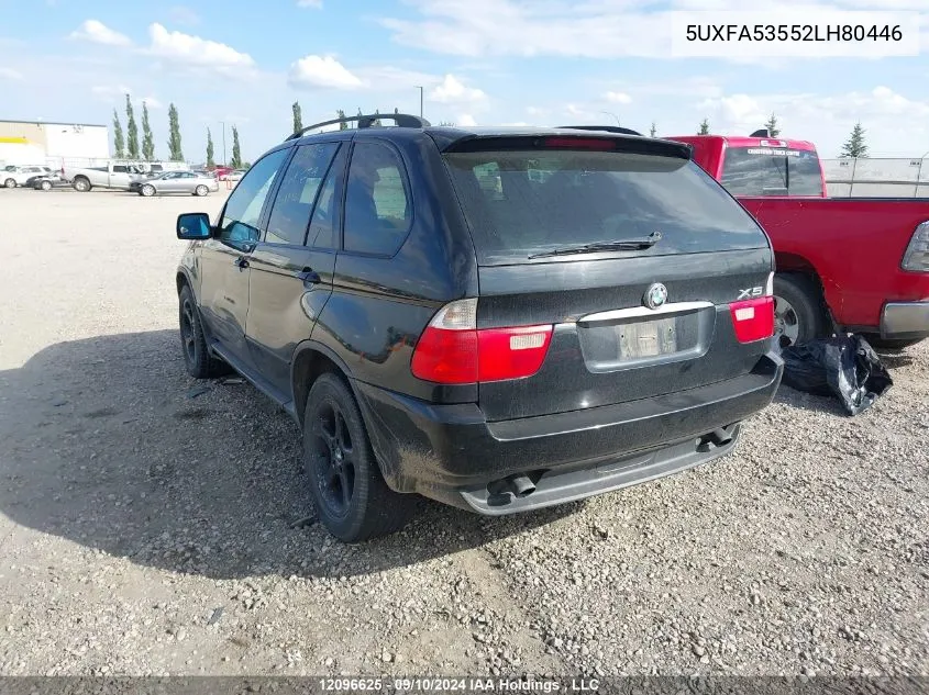 2002 BMW X5 Series VIN: 5UXFA53552LH80446 Lot: 12096625