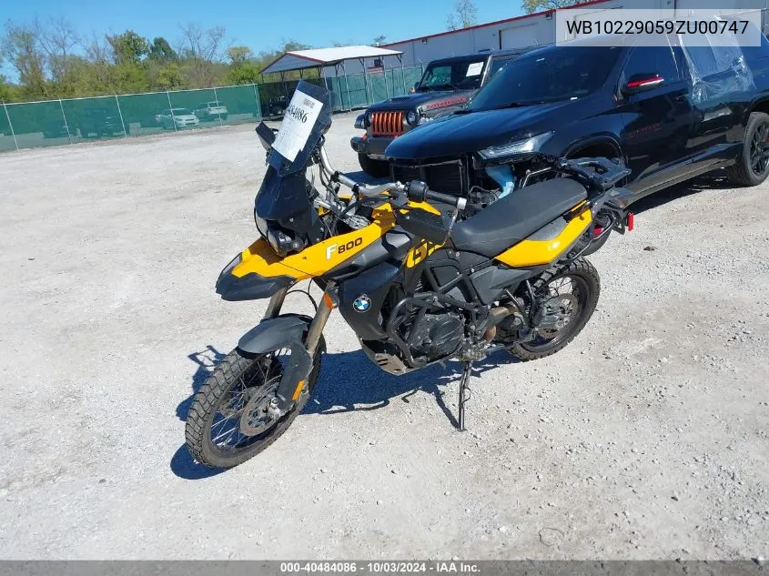 2009 BMW F800 Gs VIN: WB10229059ZU00747 Lot: 40484086