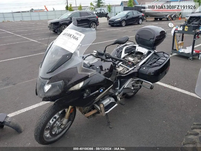 2015 BMW R1200 Rt VIN: WB10A1308FZ191926 Lot: 40108366