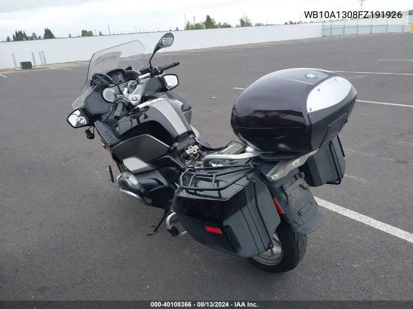 2015 BMW R1200 Rt VIN: WB10A1308FZ191926 Lot: 40108366