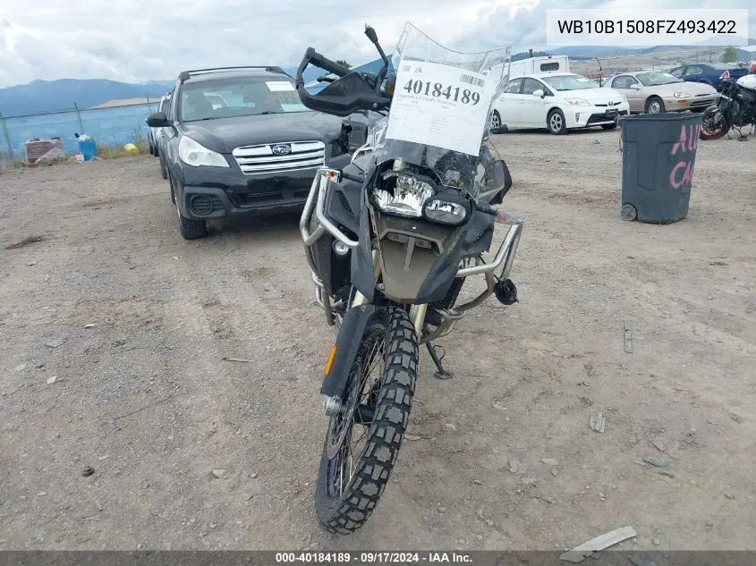 2015 BMW F800 Gs Adventure VIN: WB10B1508FZ493422 Lot: 40184189