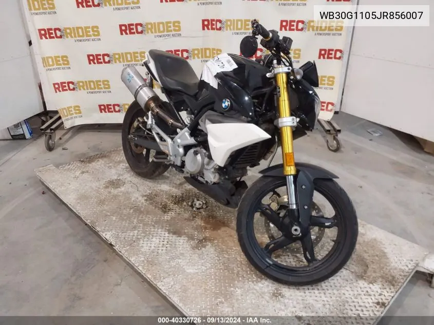 2018 BMW G310 R VIN: WB30G1105JR856007 Lot: 40330726