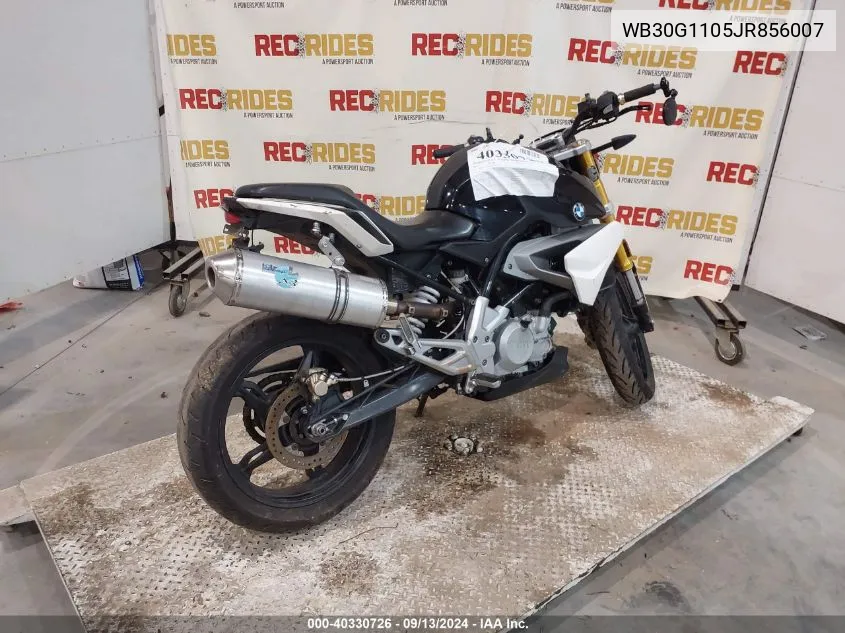 2018 BMW G310 R VIN: WB30G1105JR856007 Lot: 40330726