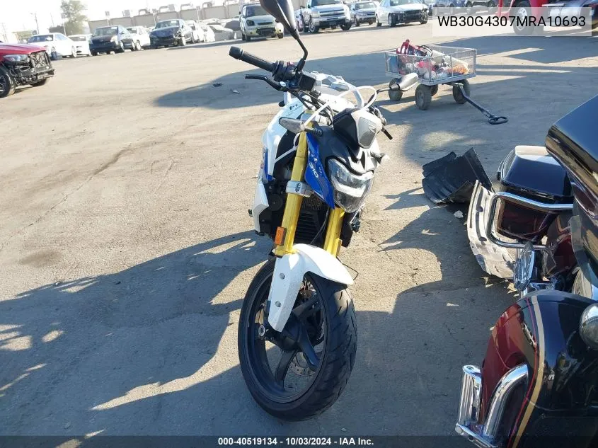 2021 BMW G310 R VIN: WB30G4307MRA10693 Lot: 40519134