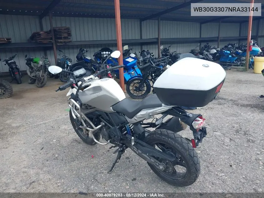 2022 BMW G310 Gs VIN: WB30G3307NRA33144 Lot: 40079283