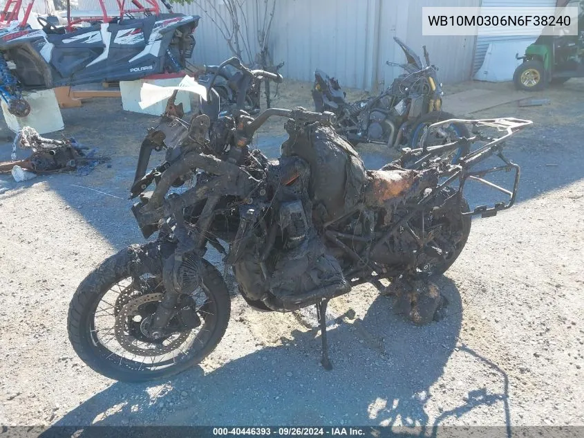 2022 BMW R 1250 Gs VIN: WB10M0306N6F38240 Lot: 40446393