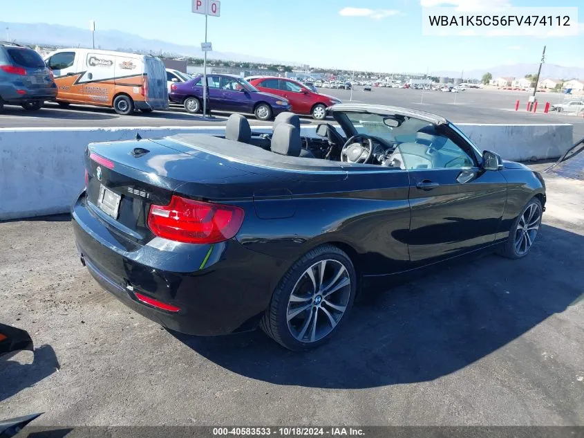 2015 BMW 228I VIN: WBA1K5C56FV474112 Lot: 40583533