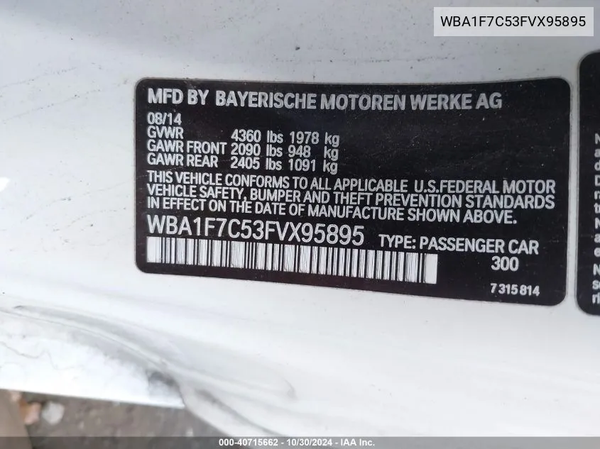 2015 BMW 228I xDrive VIN: WBA1F7C53FVX95895 Lot: 40715662