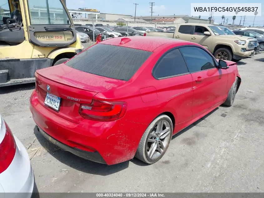 2016 BMW 228I VIN: WBA1F9C54GV545837 Lot: 40324040