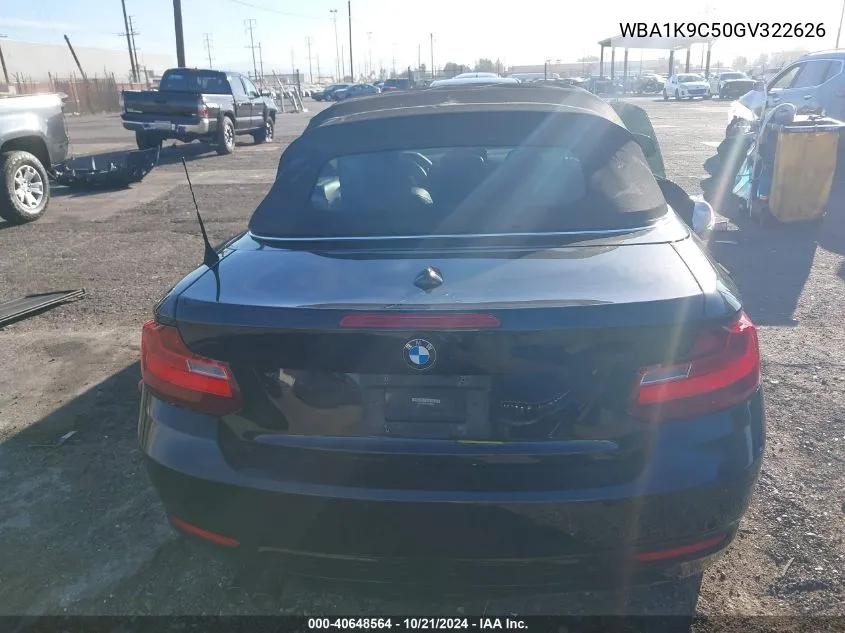 2016 BMW 228 I Sulev VIN: WBA1K9C50GV322626 Lot: 40648564