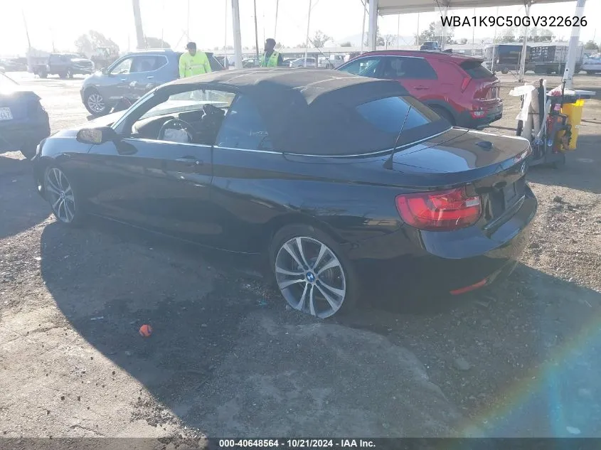 2016 BMW 228 I Sulev VIN: WBA1K9C50GV322626 Lot: 40648564