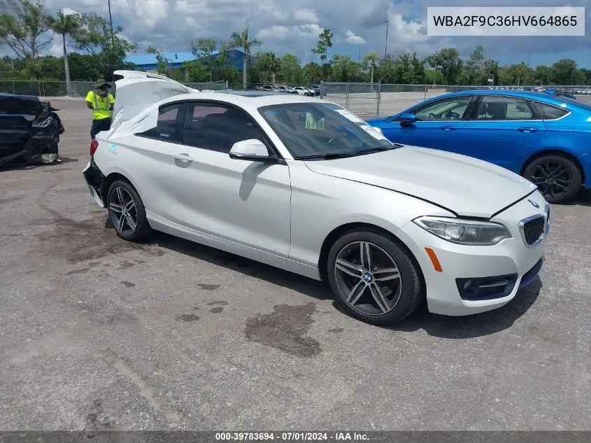 2017 BMW 230I VIN: WBA2F9C36HV664865 Lot: 39783694