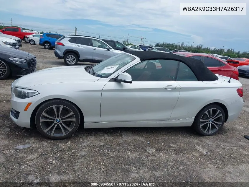 2017 BMW 230I VIN: WBA2K9C33H7A26317 Lot: 39845567