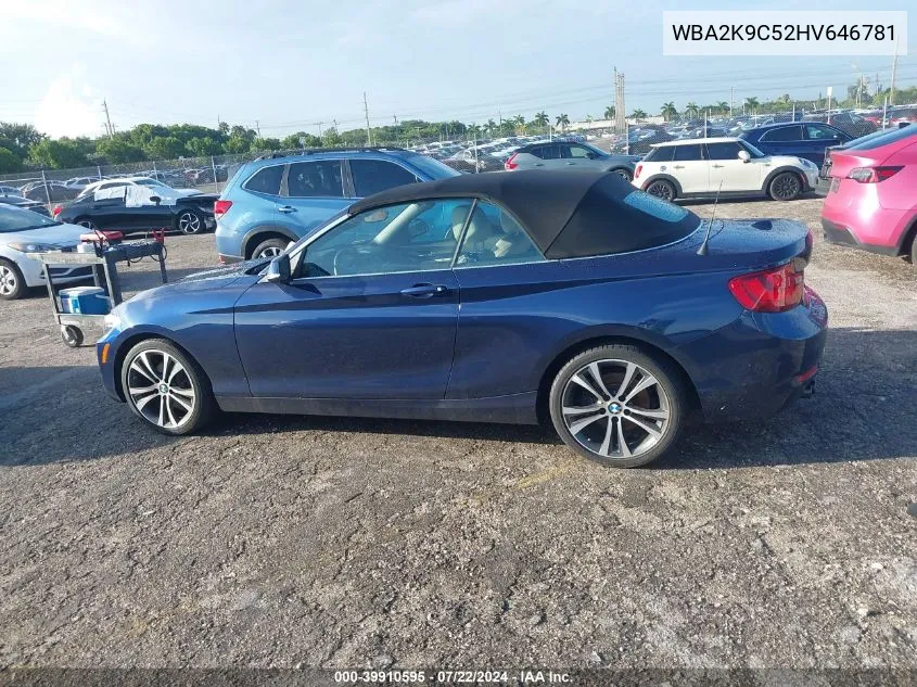 2017 BMW 230I VIN: WBA2K9C52HV646781 Lot: 39910595