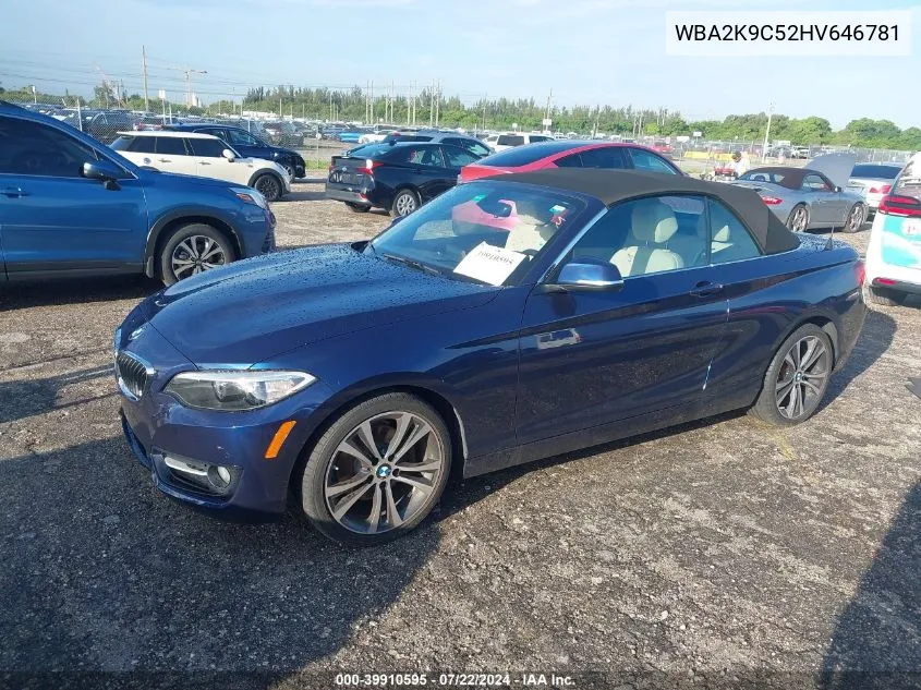 2017 BMW 230I VIN: WBA2K9C52HV646781 Lot: 39910595