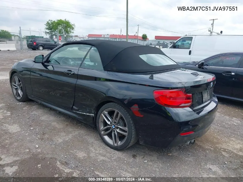 2018 BMW 230I VIN: WBA2M7C51JVA97551 Lot: 39348289