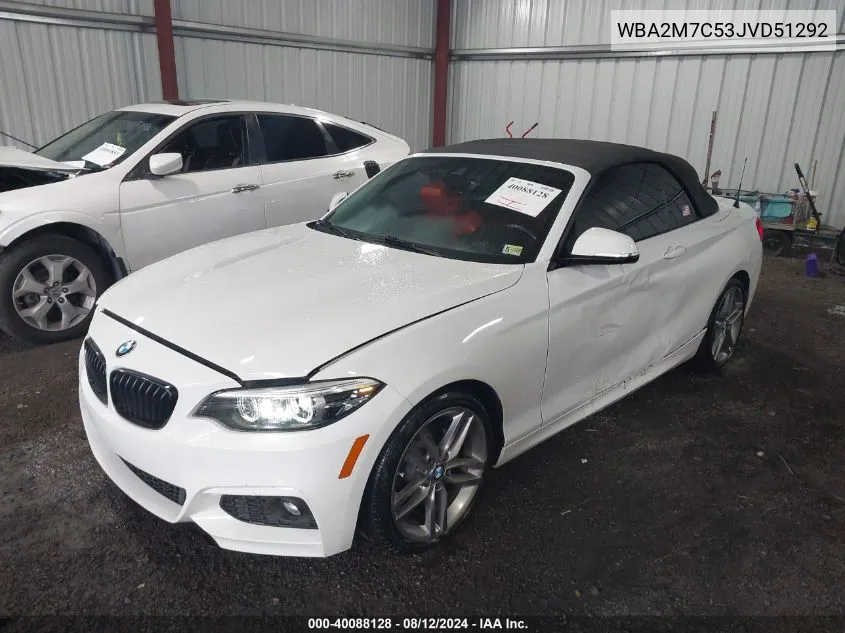 2018 BMW 230I VIN: WBA2M7C53JVD51292 Lot: 40088128